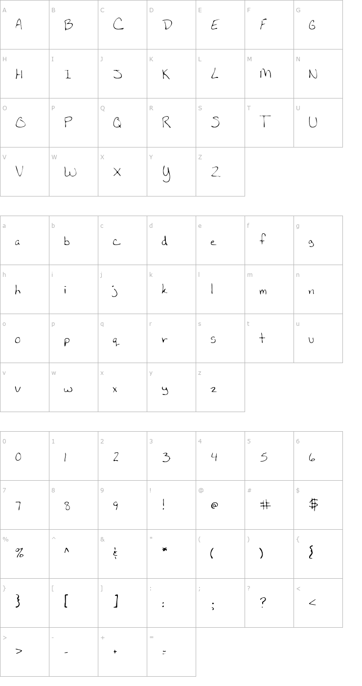 Character Map LEHN160 Font