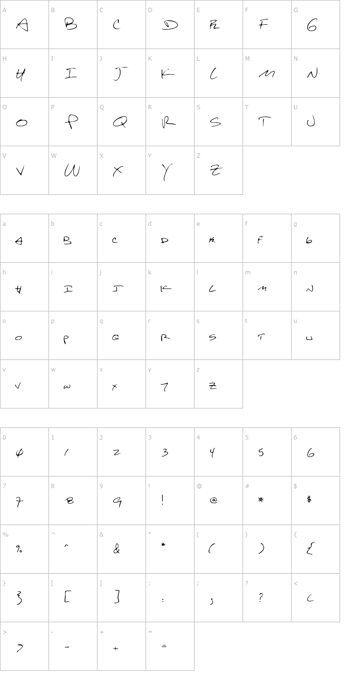 Character Map LEHN161 Font