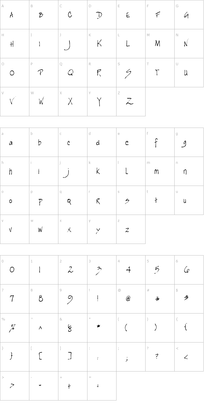 Character Map LEHN163 Font