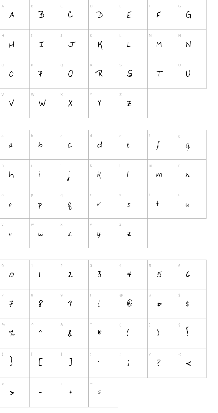 Character Map LEHN164 Font