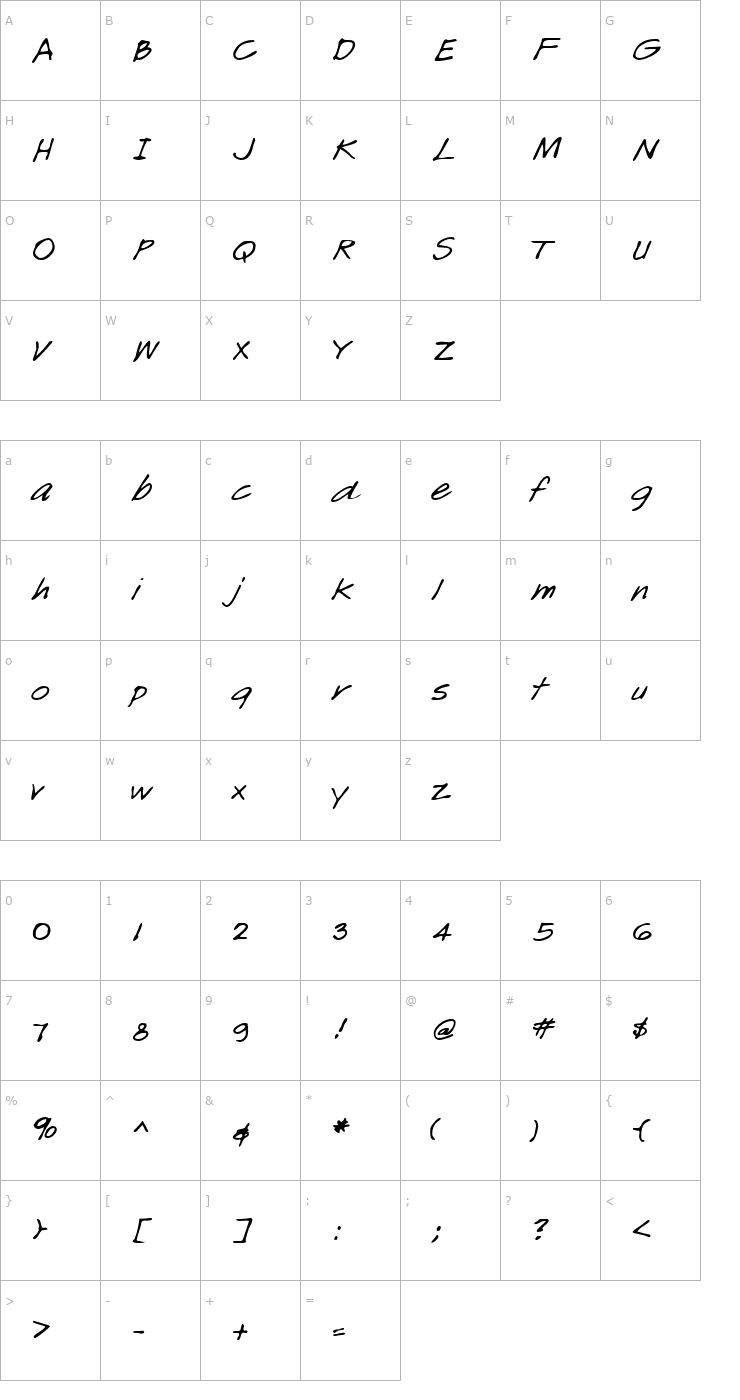 Character Map LEHN166 Font