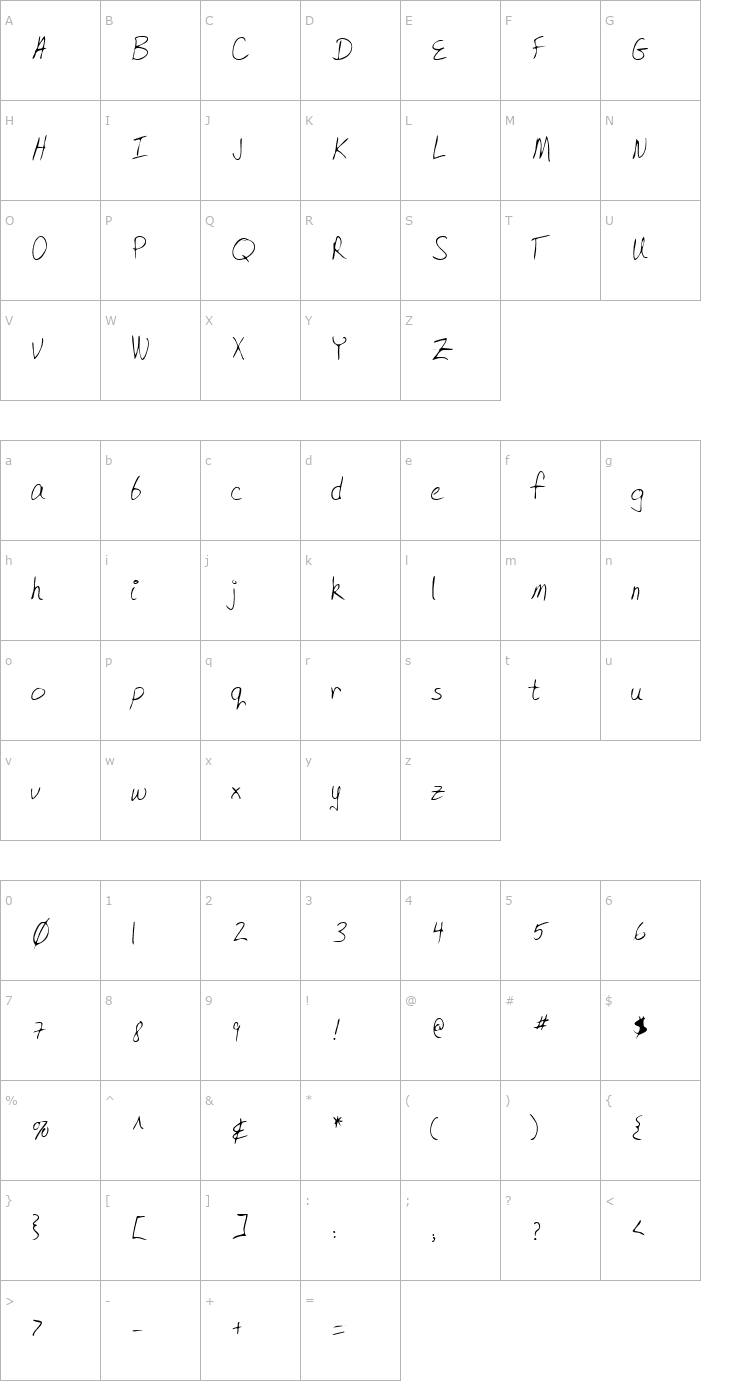 Character Map LEHN168 Font