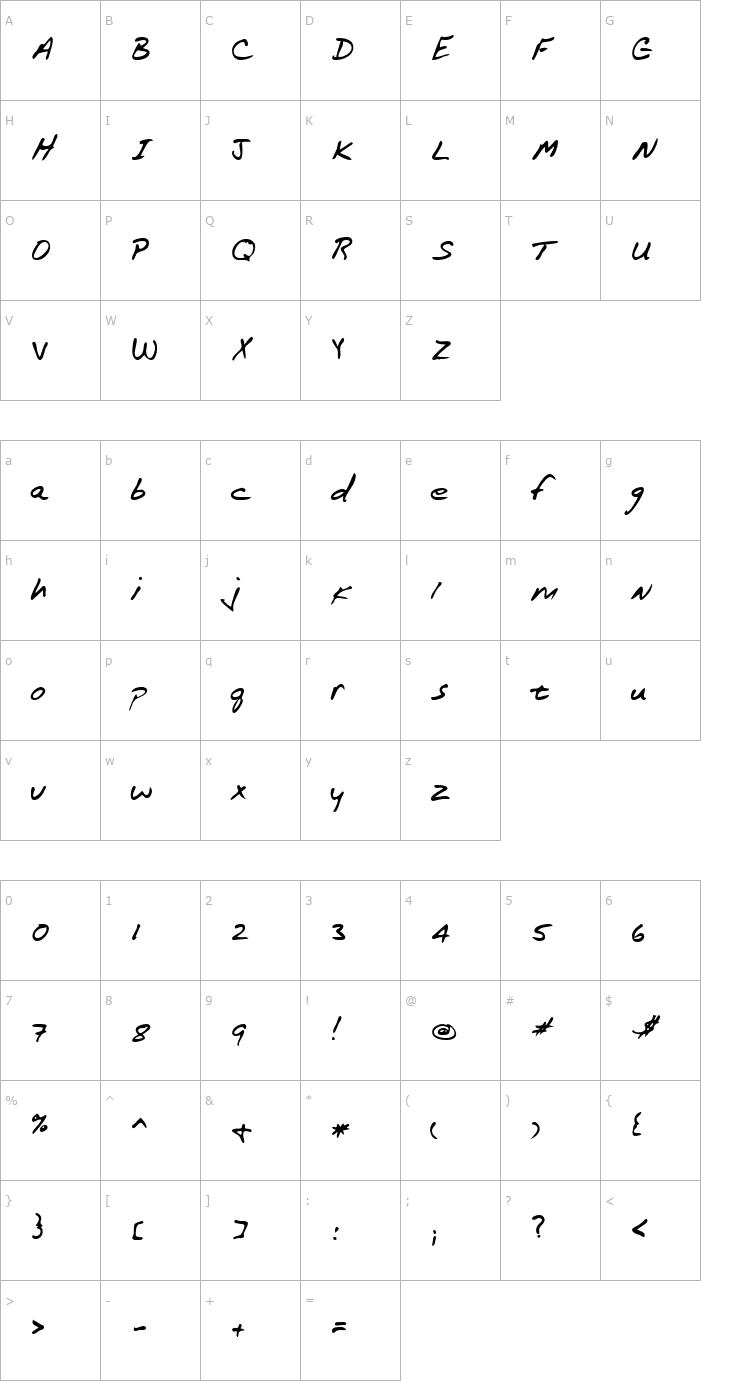 Character Map LEHN172 Font