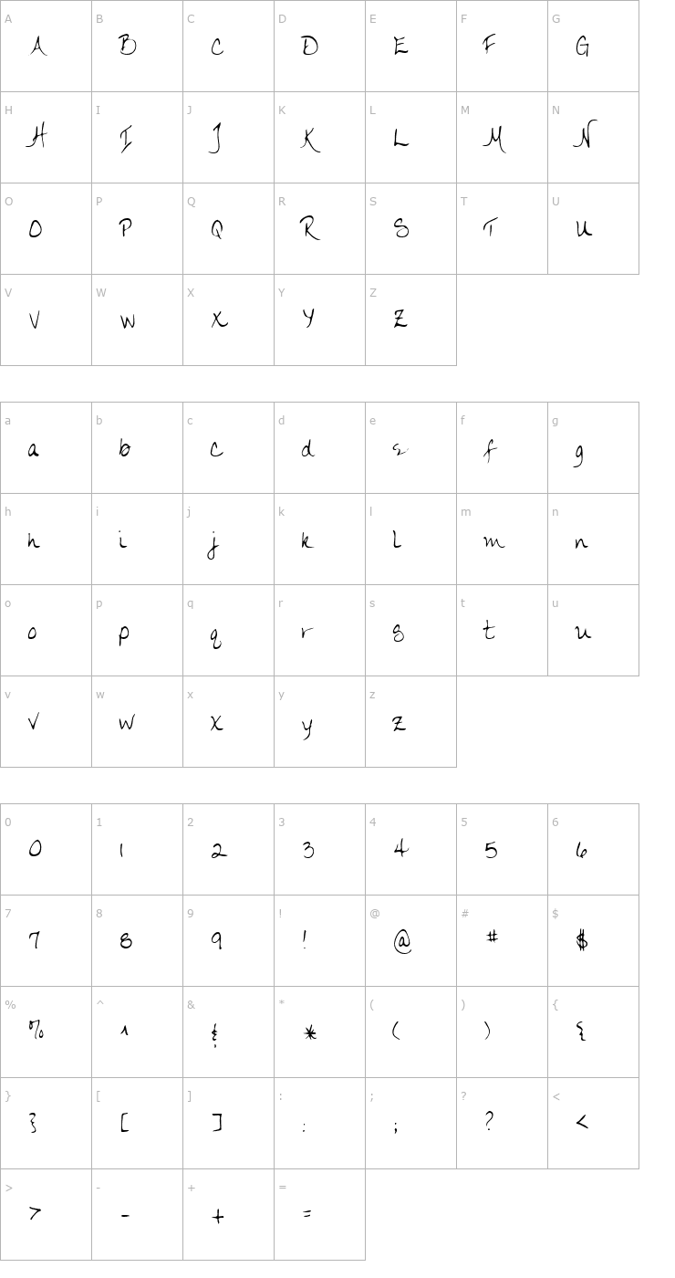 Character Map LEHN174 Font