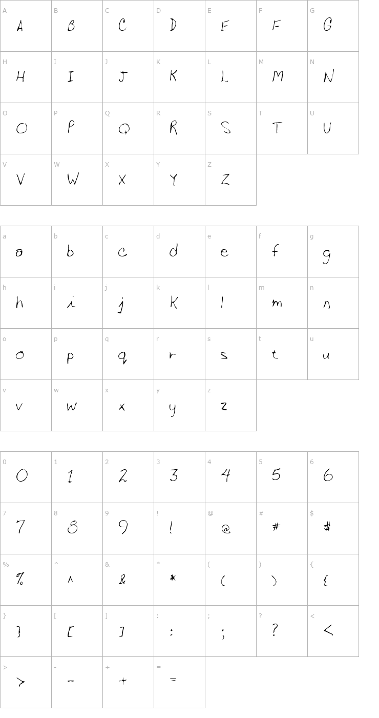 Character Map LEHN176 Font