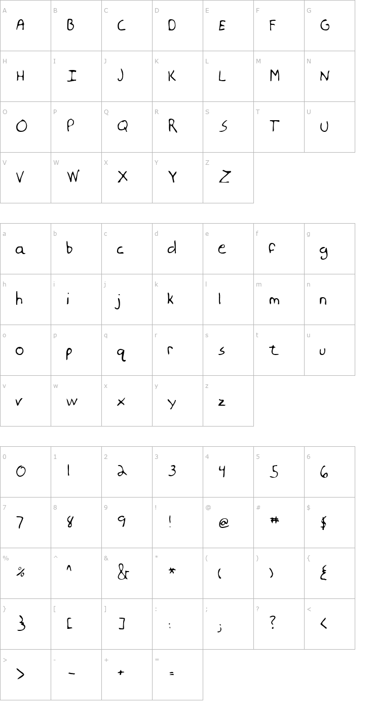 Character Map LEHN177 Font