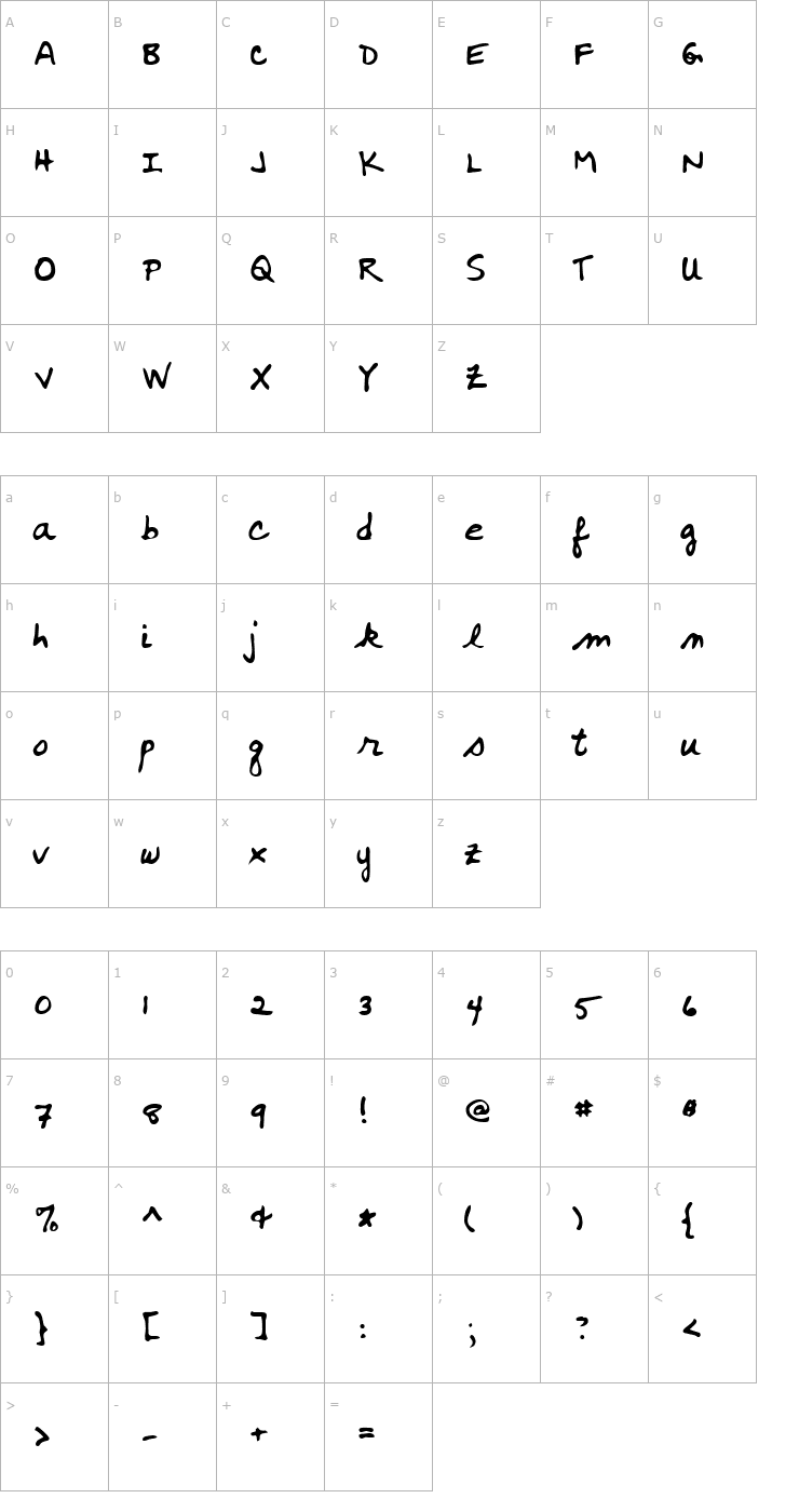 Character Map LEHN179 Font