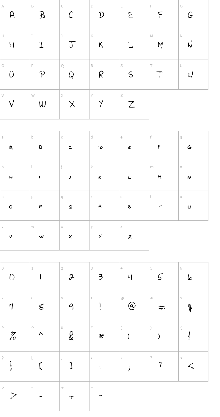 Character Map LEHN182 Font