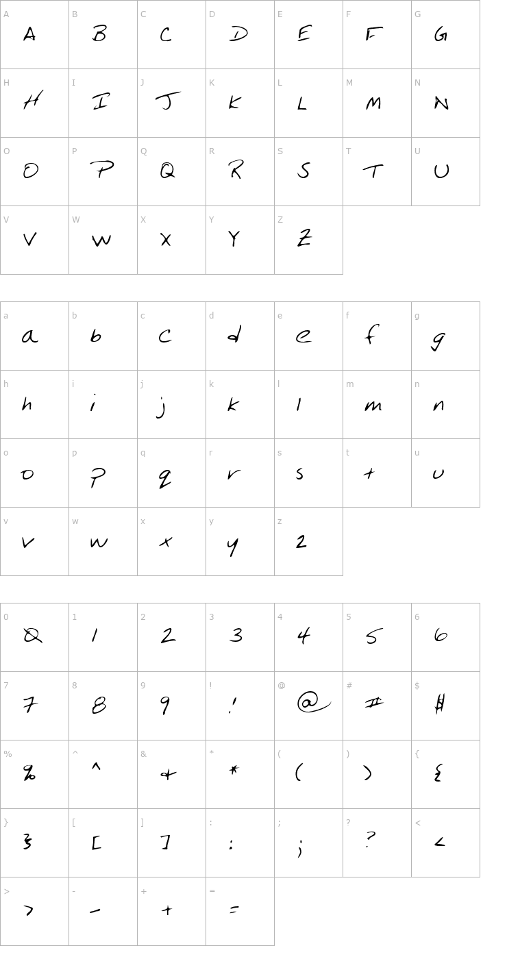 Character Map LEHN184 Font