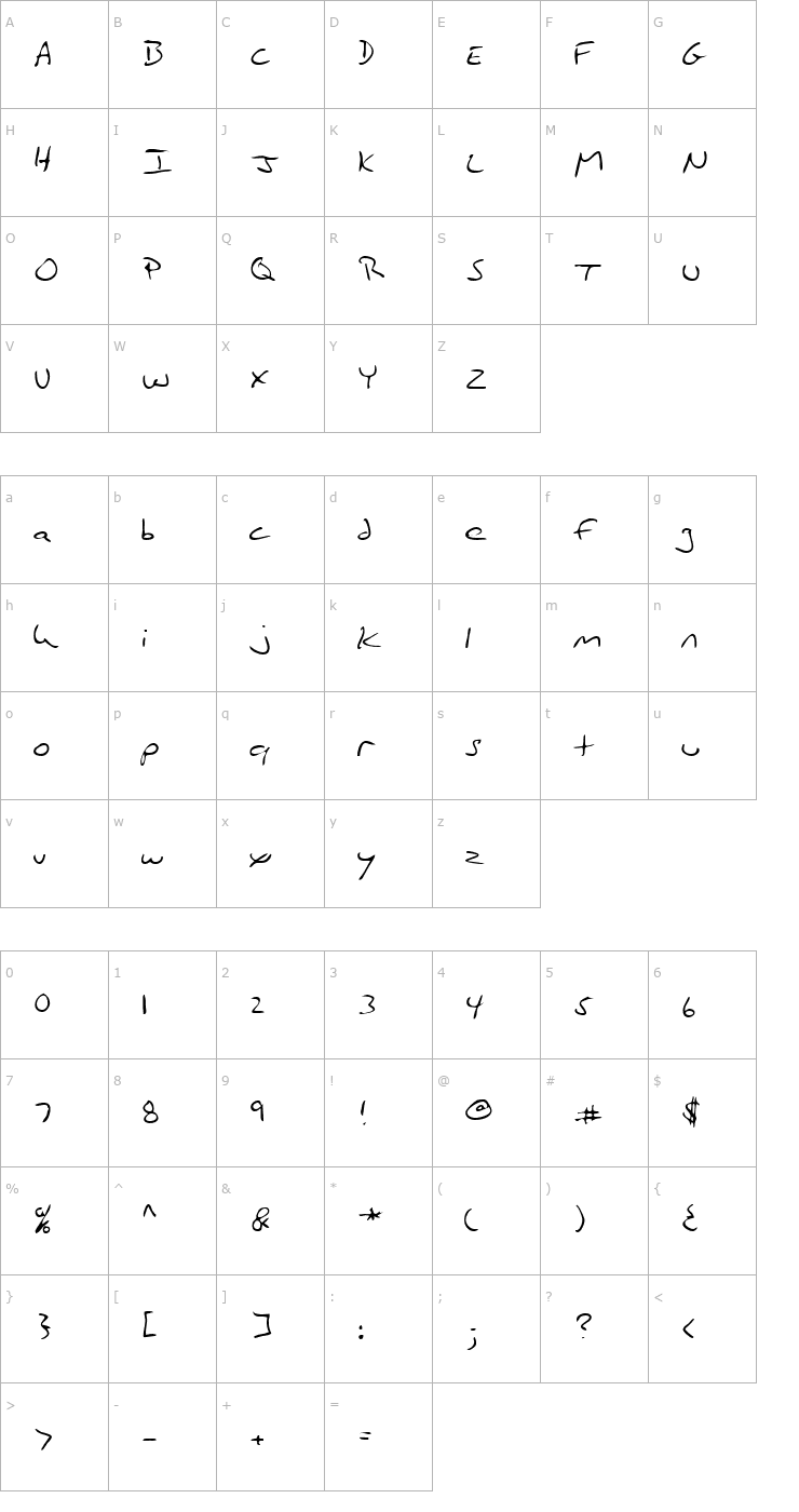 Character Map LEHN186 Font