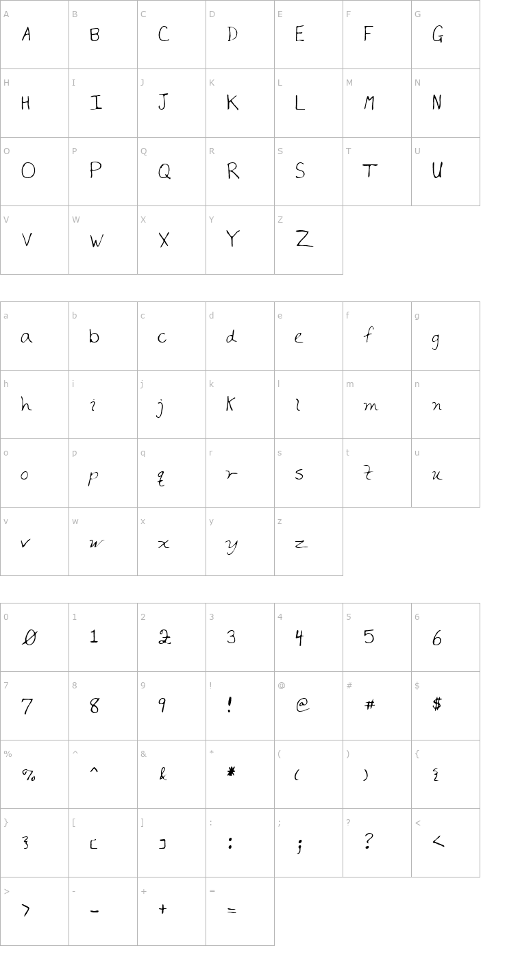 Character Map LEHN187 Font