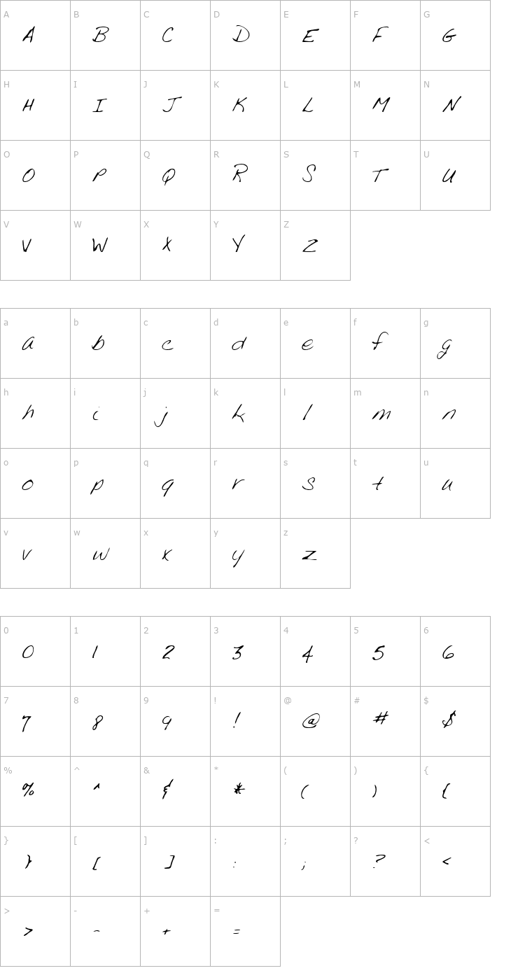 Character Map LEHN188 Font