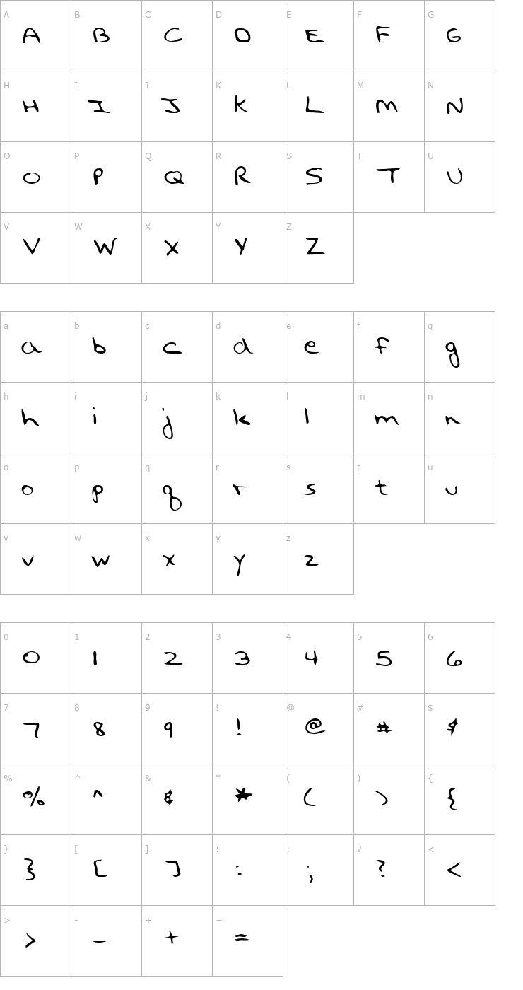 Character Map LEHN194 Font