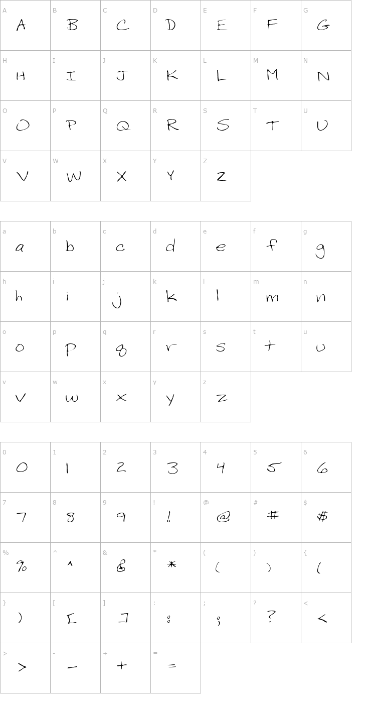 Character Map LEHN199 Font