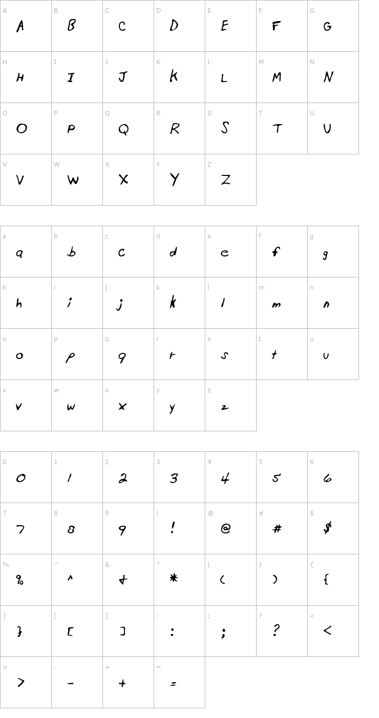 Character Map LEHN201 Font