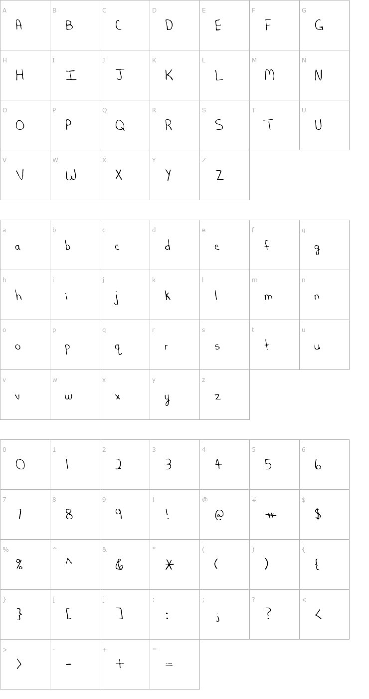 Character Map LEHN202 Font