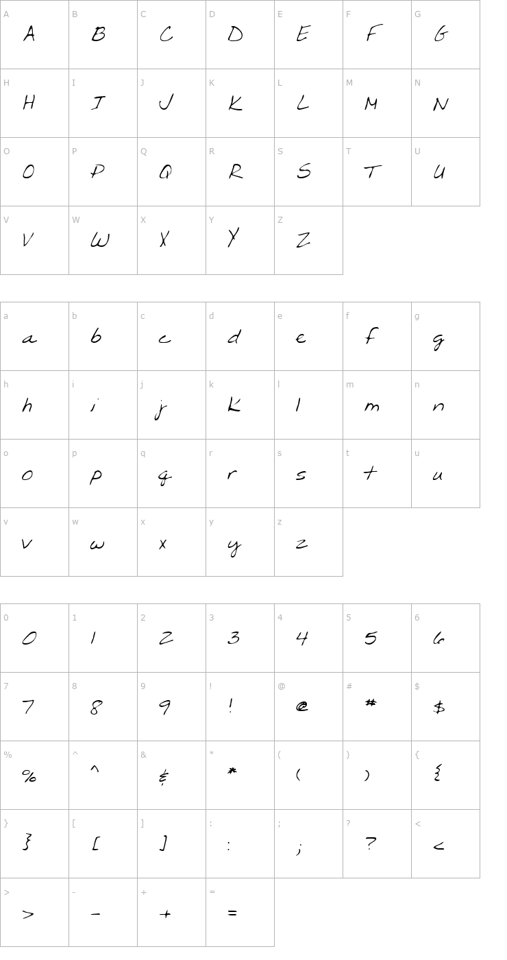 Character Map LEHN203 Font