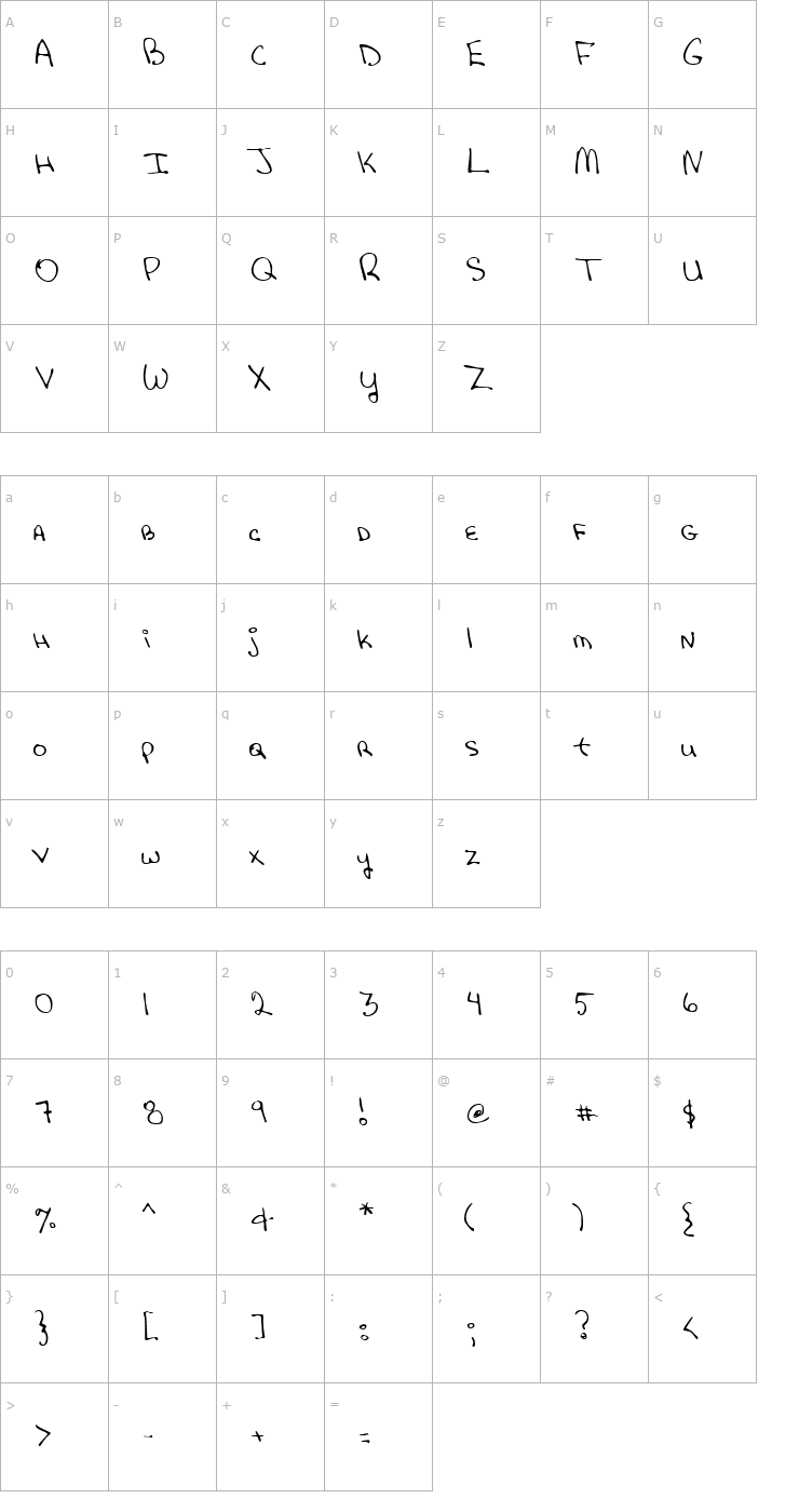 Character Map LEHN204 Font