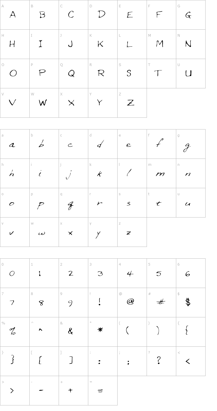 Character Map LEHN209 Font
