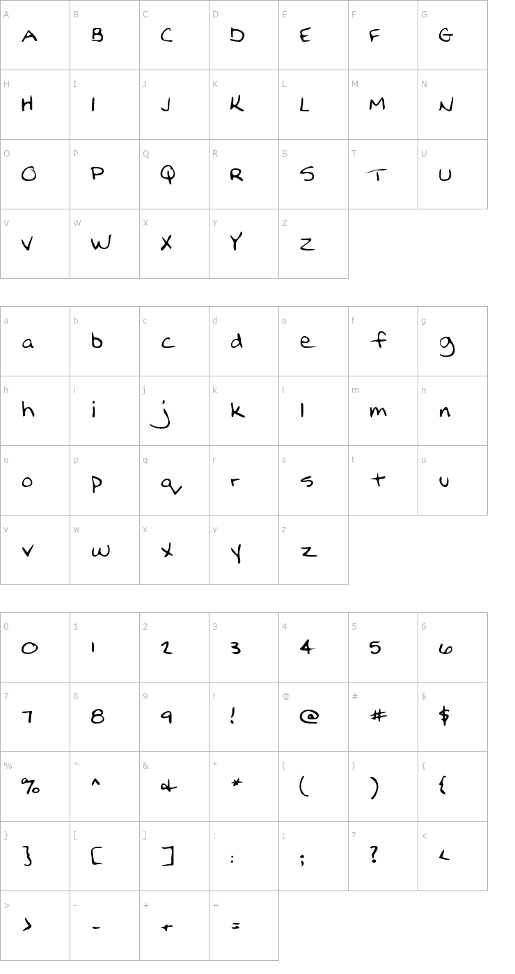 Character Map LEHN210 Font