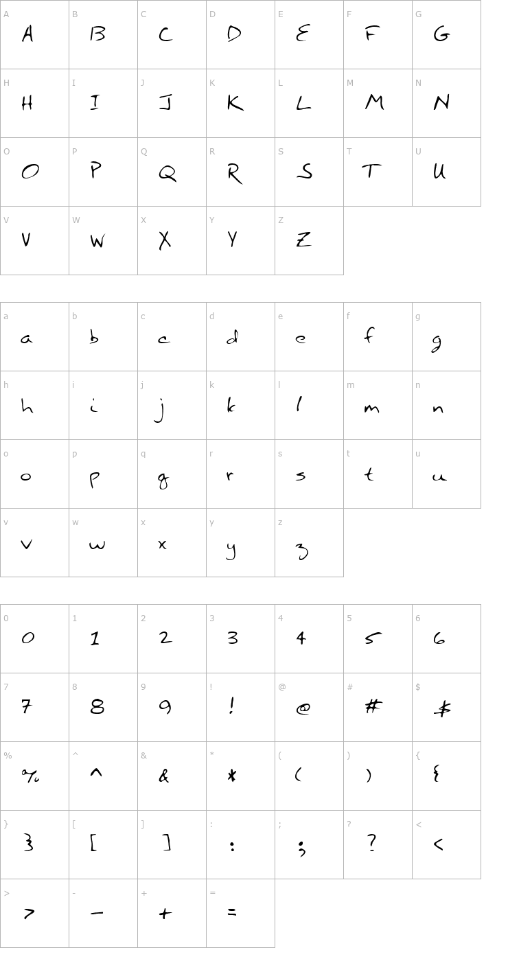 Character Map LEHN211 Font