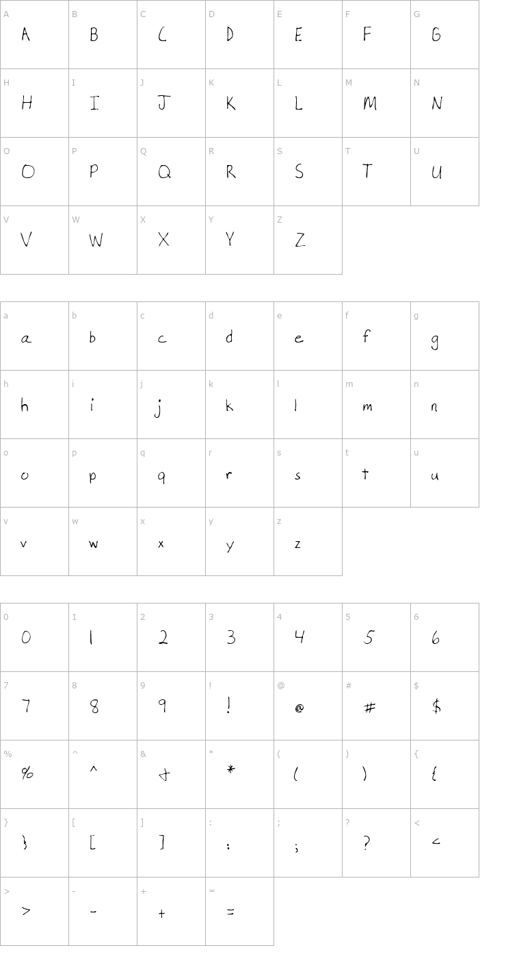 Character Map LEHN212 Font