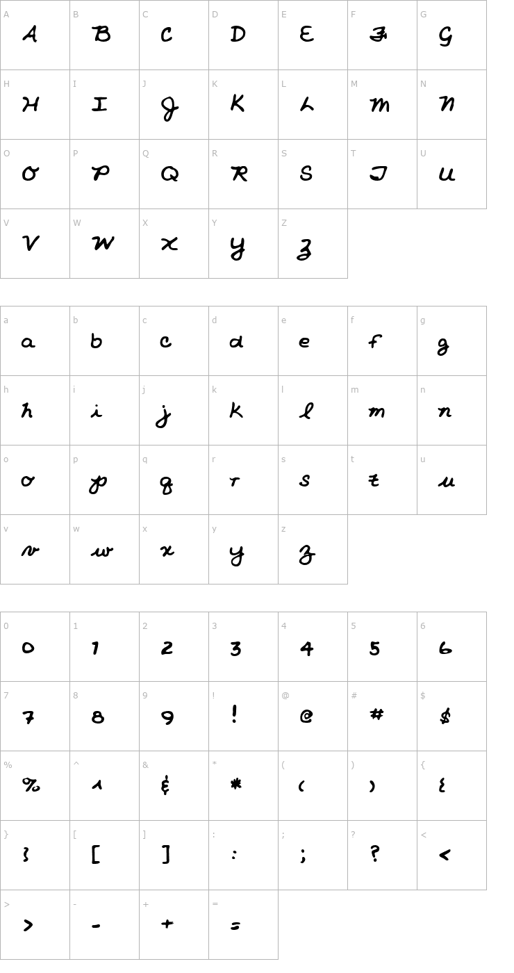 Character Map LEHN213 Font