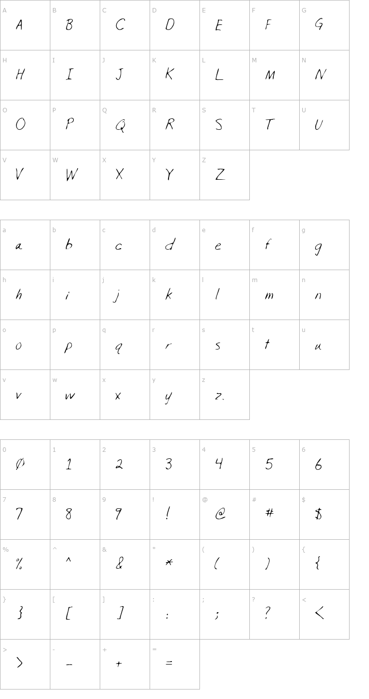 Character Map LEHN215 Font