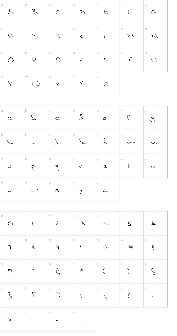 Character Map LEHN218 Font