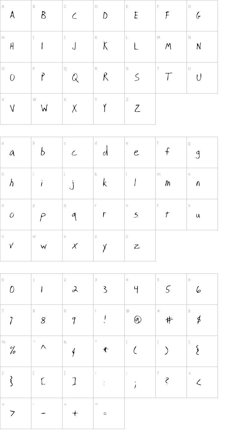 Character Map LEHN219 Font