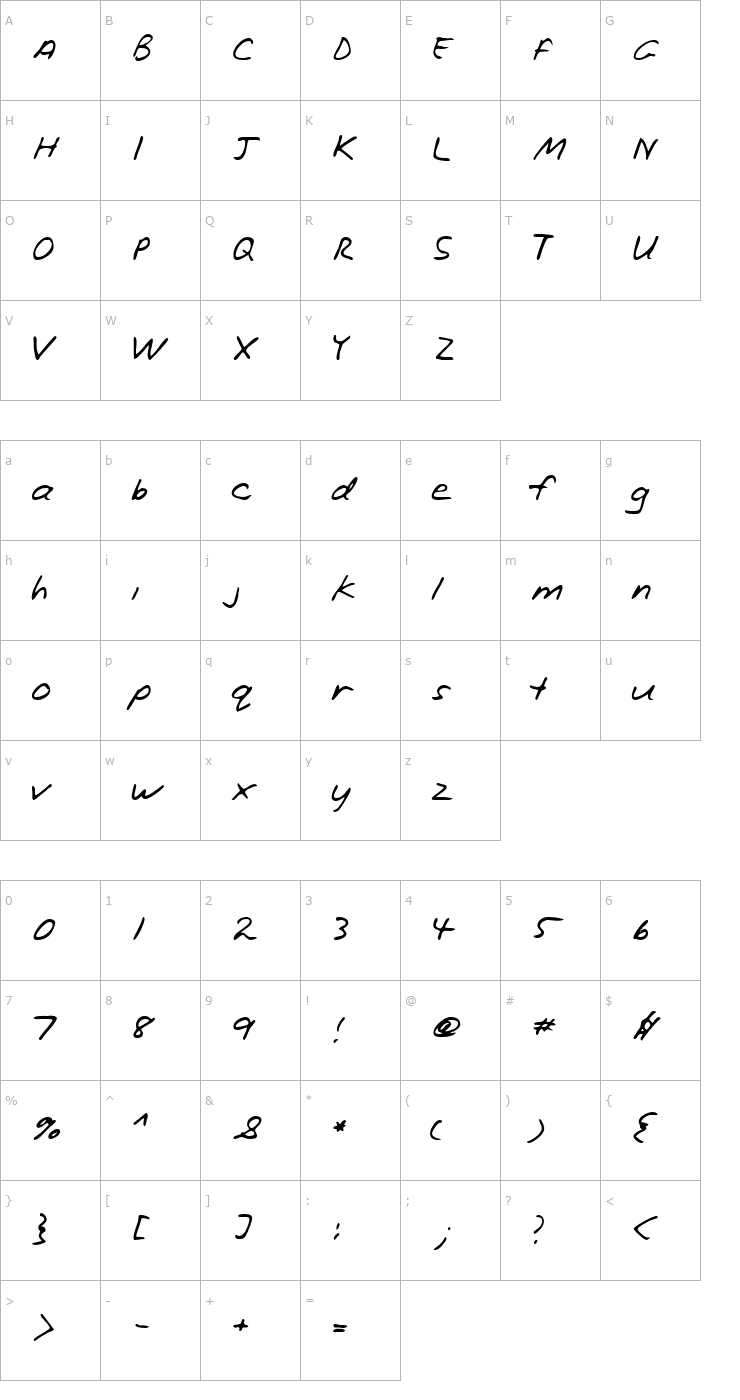 Character Map LEHN221 Font
