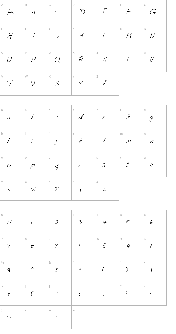 Character Map LEHN222 Font