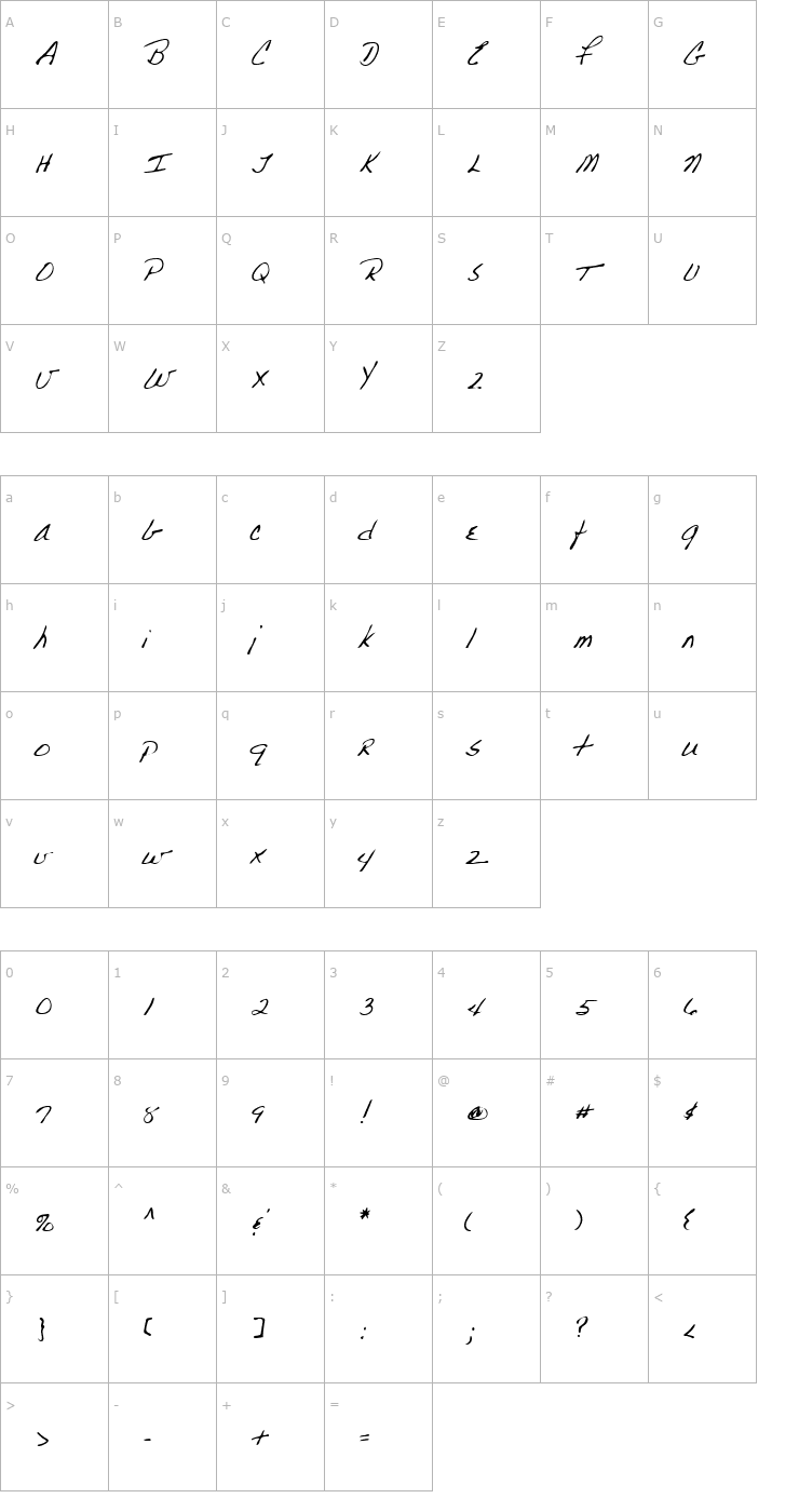 Character Map LEHN223 Font