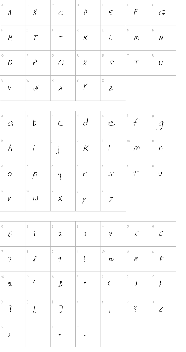 Character Map LEHN226 Font