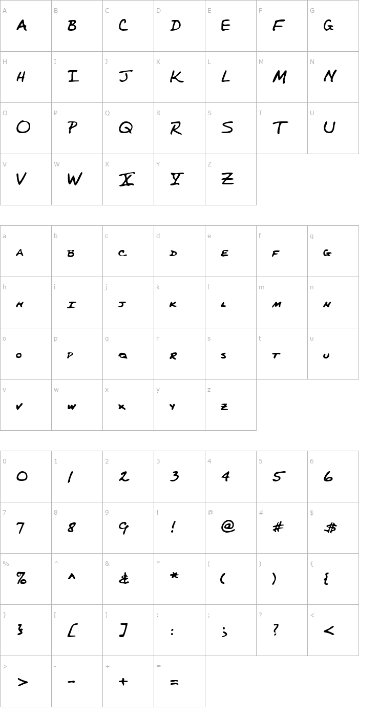 Character Map LEHN227 Font