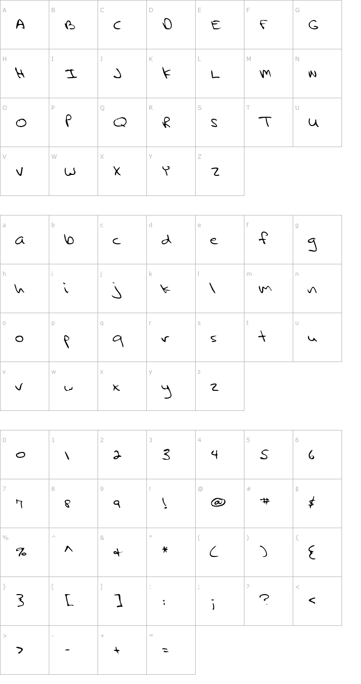 Character Map LEHN231 Font