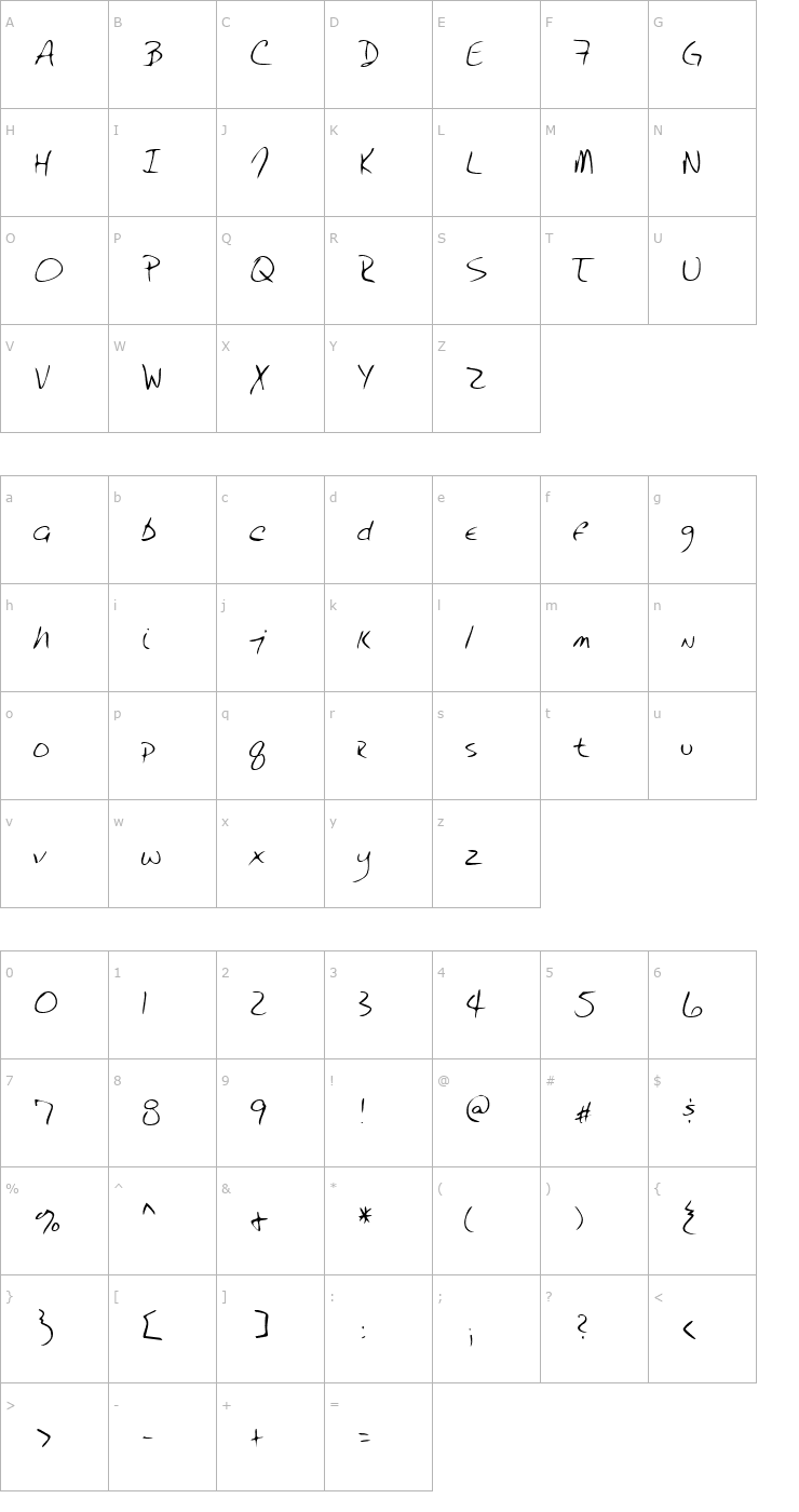 Character Map LEHN232 Font