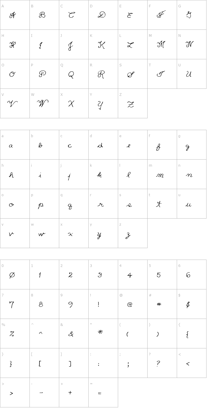 Character Map LEHN233 Font