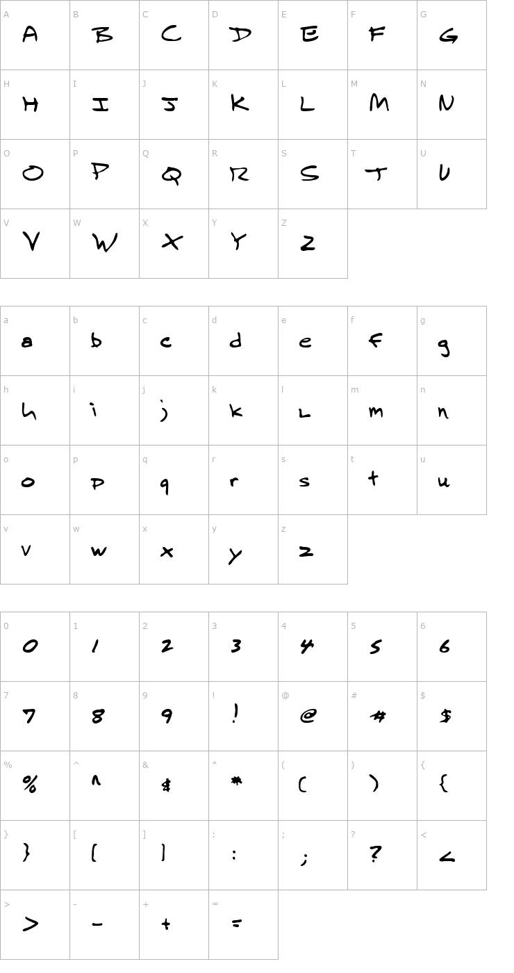 Character Map LEHN236 Font