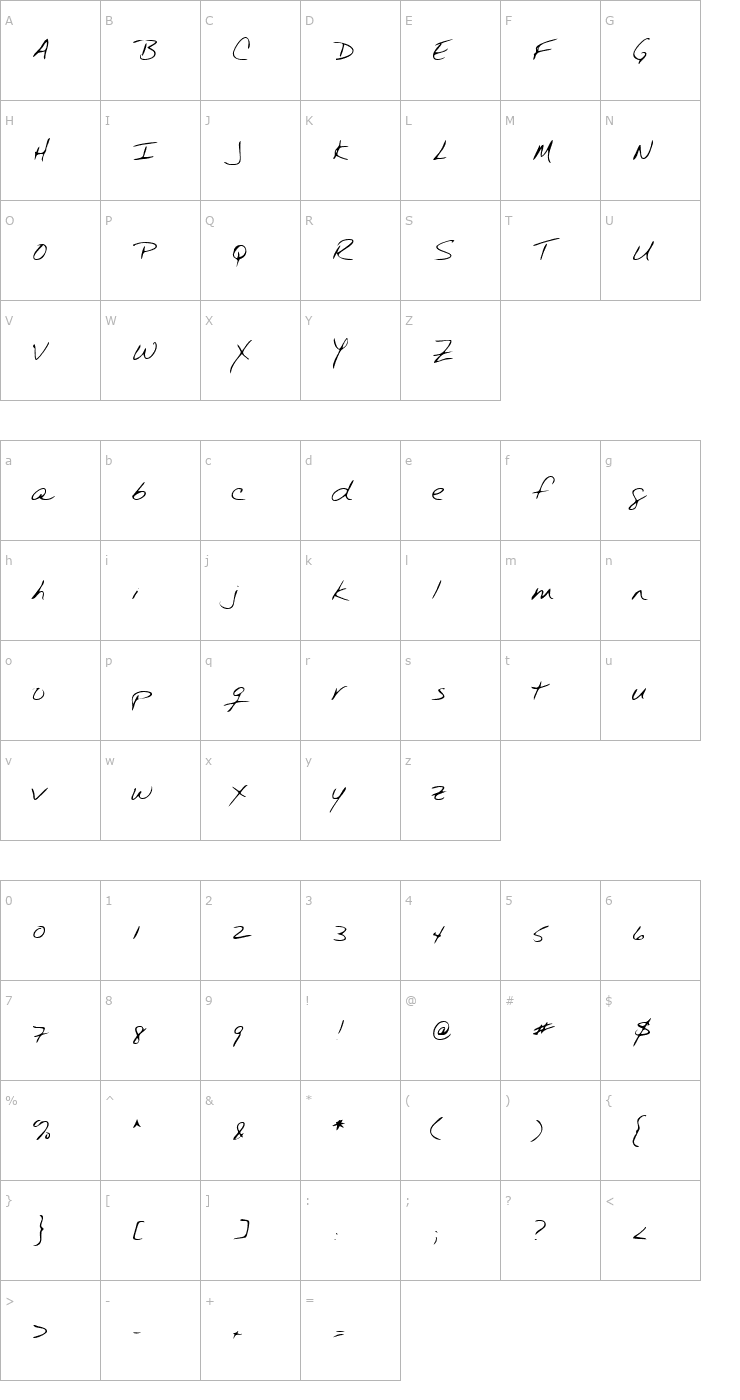 Character Map LEHN237 Font