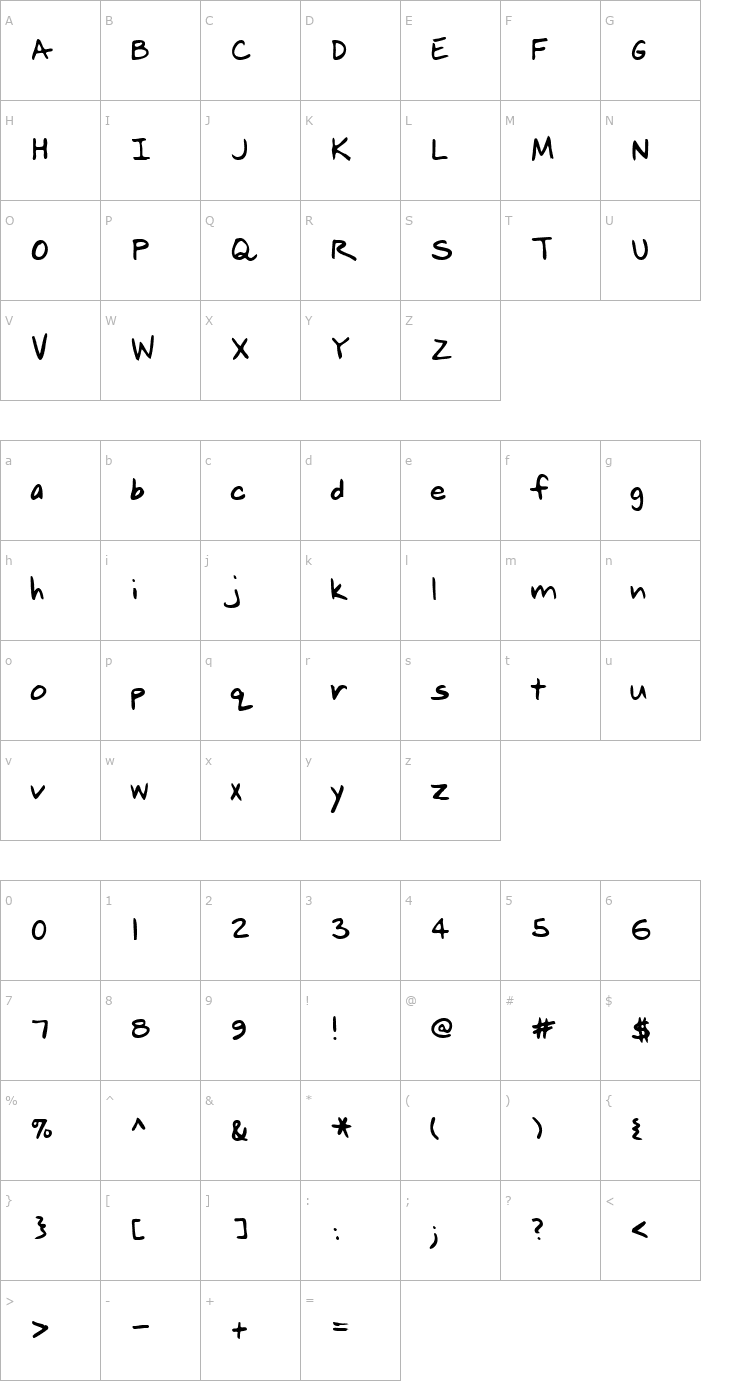 Character Map LEHN238 Font