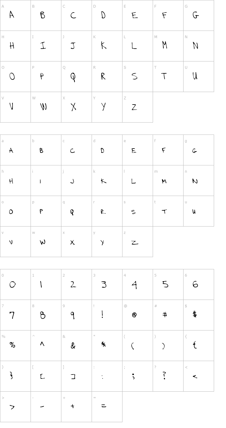 Character Map LEHN239 Font