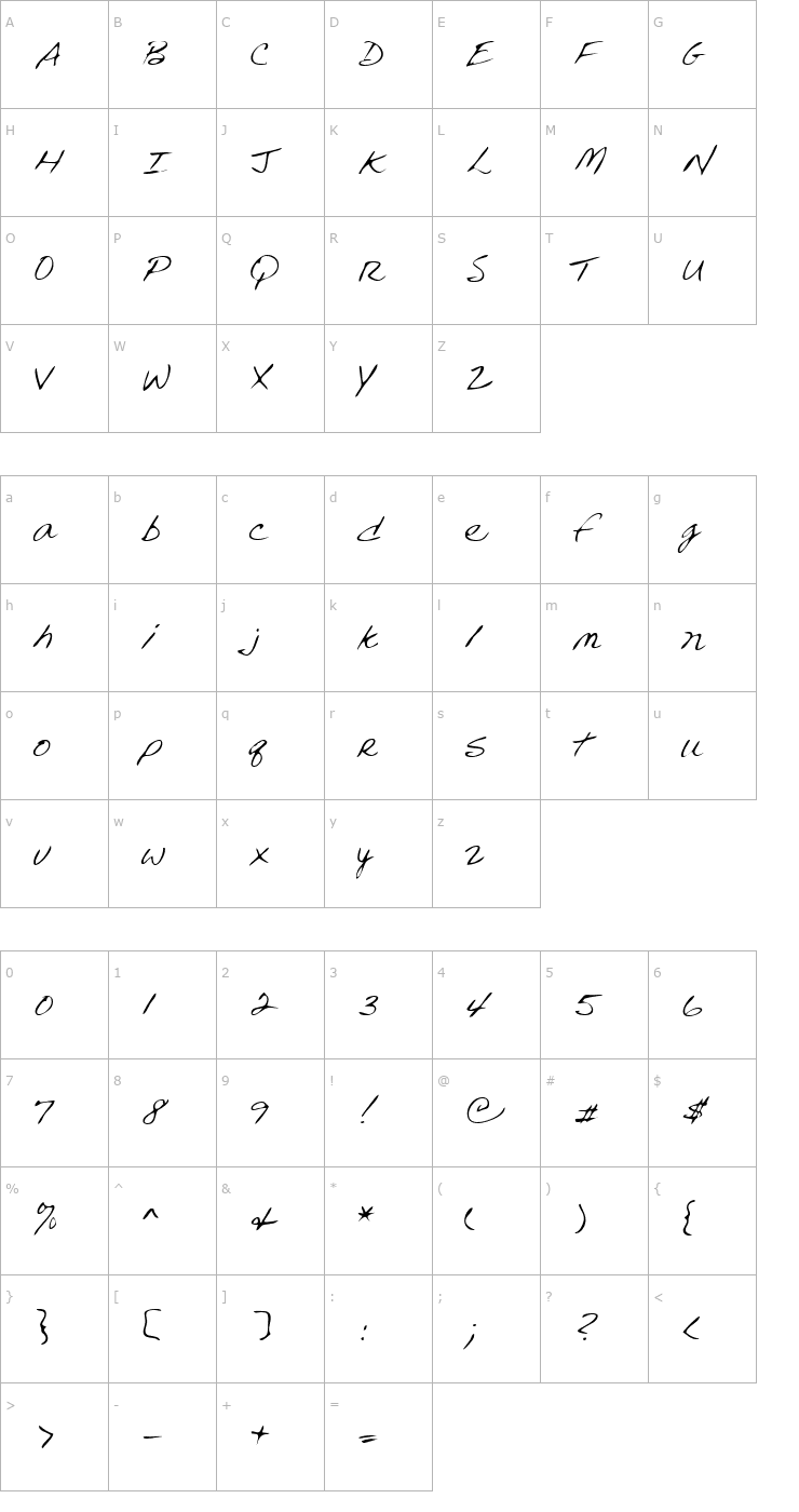 Character Map LEHN240 Font