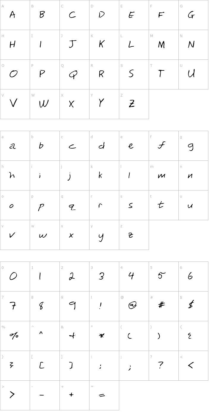 Character Map LEHN241 Font