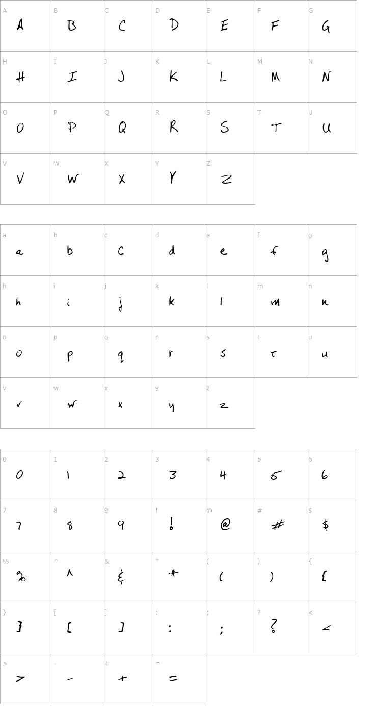 Character Map LEHN243 Font