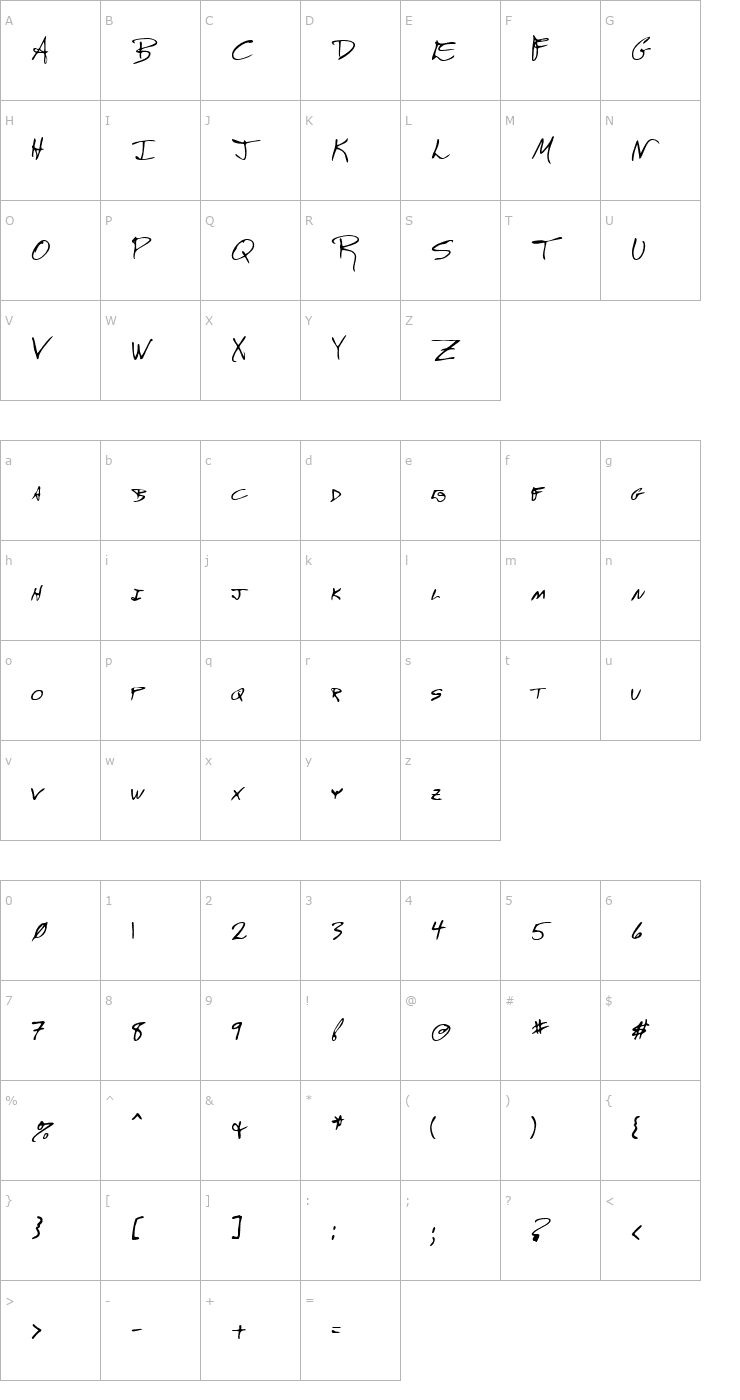 Character Map LEHN246 Font