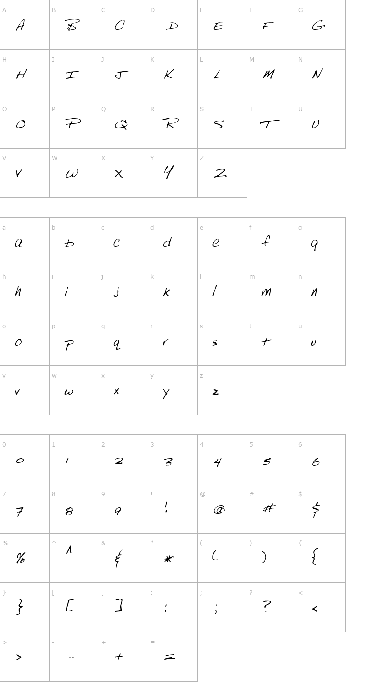 Character Map LEHN249 Font