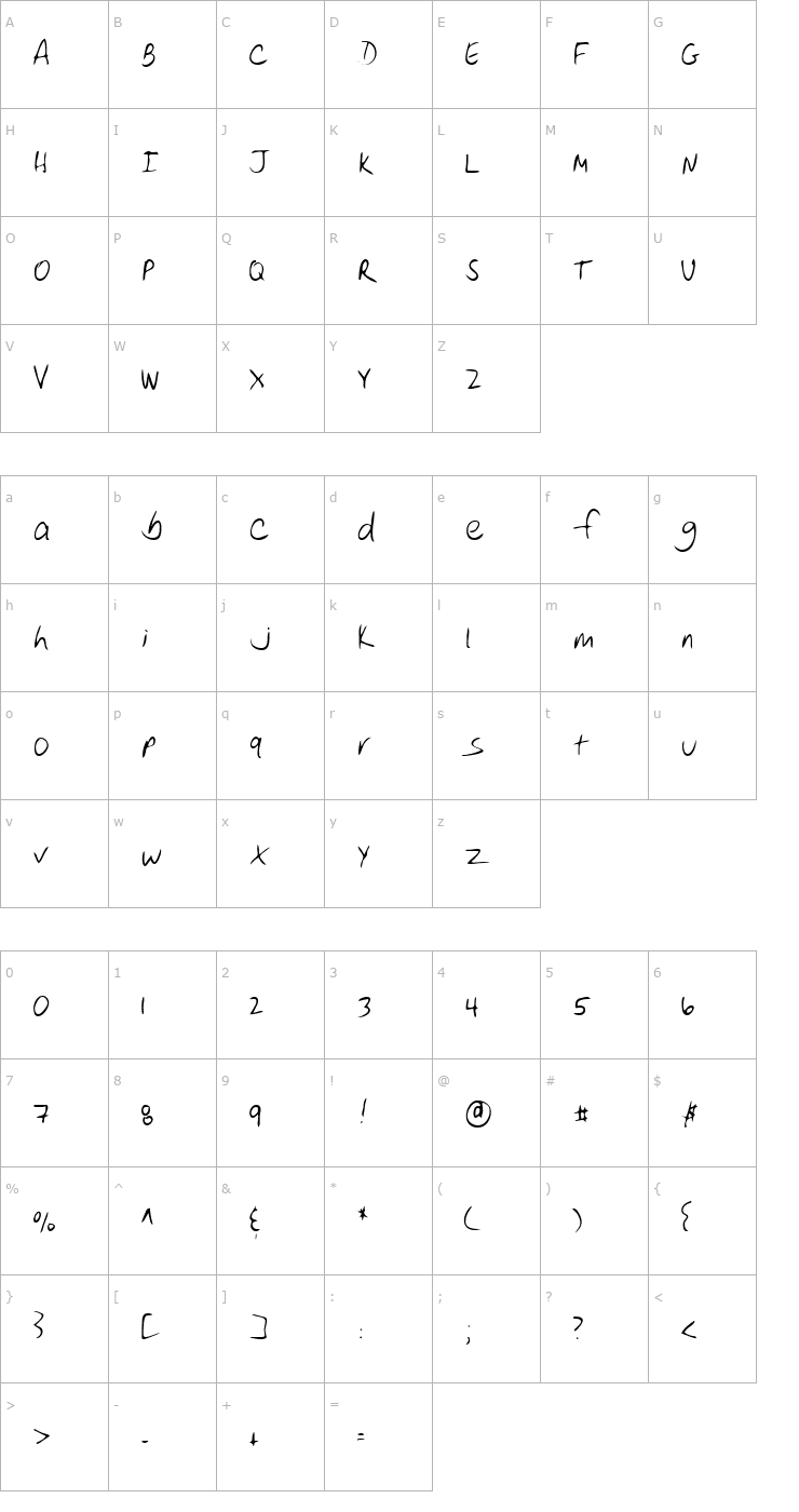 Character Map LEHN250 Font