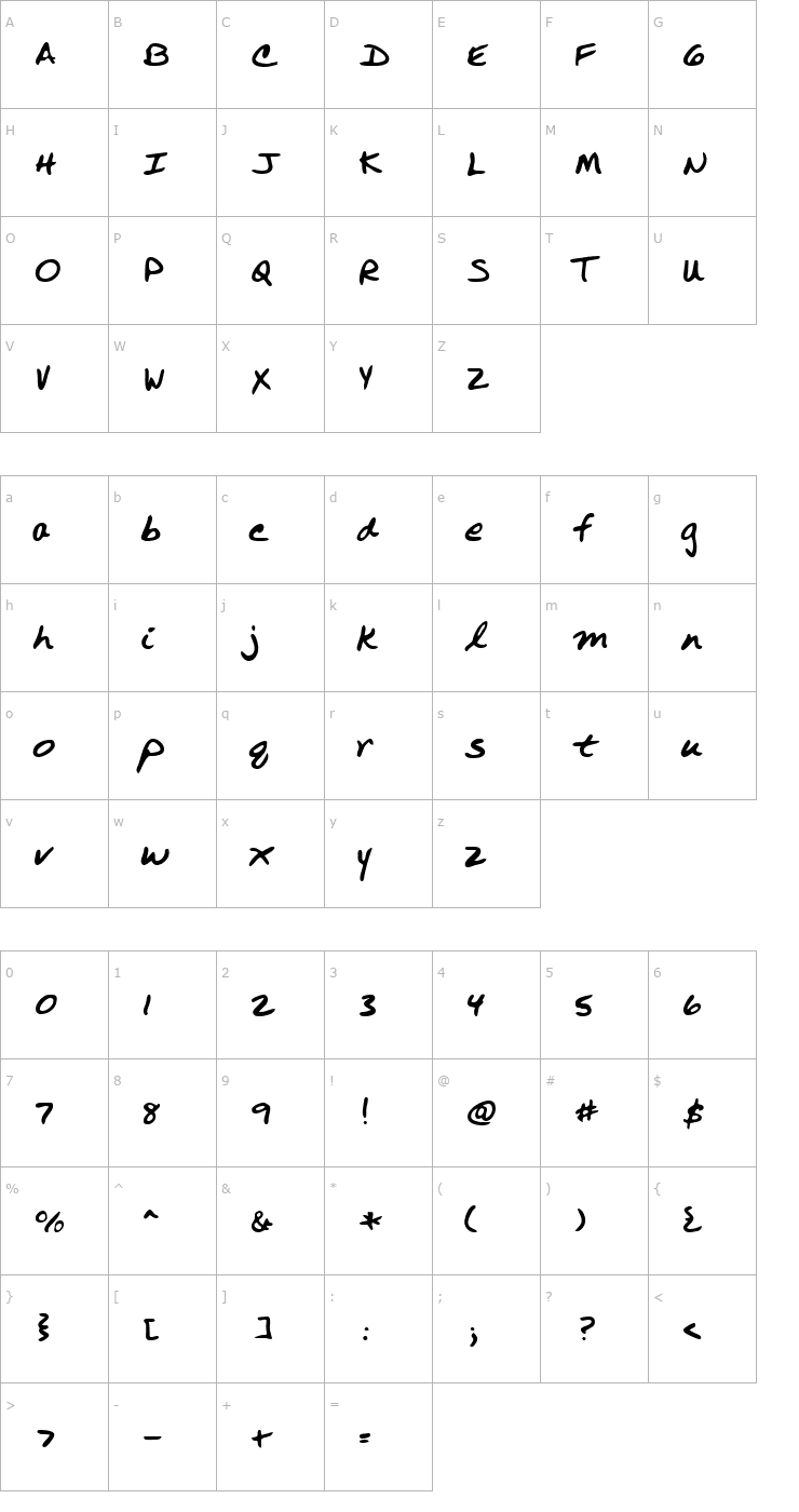 Character Map LEHN251 Font