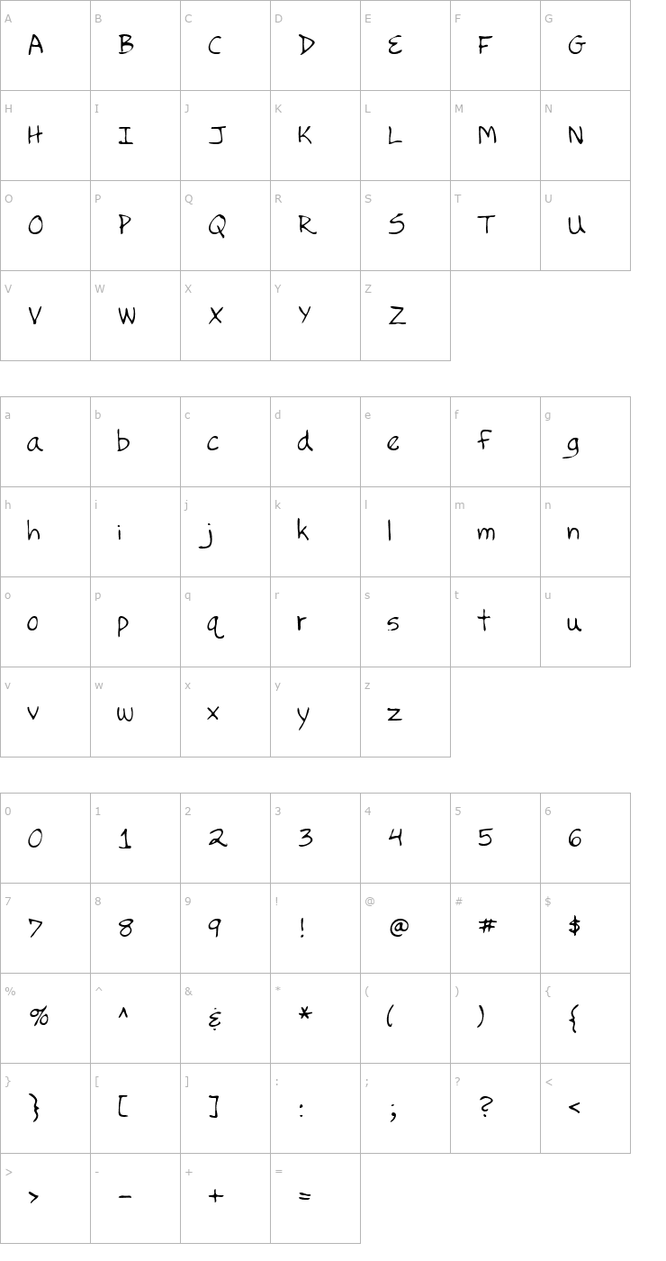 Character Map LEHN252 Font